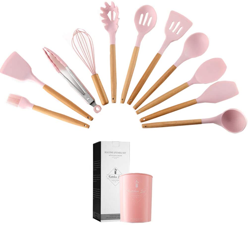 Cookware Pots and Pans Set, 16 Piece, Pink