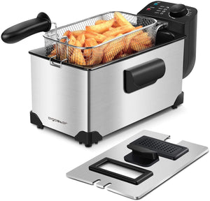 Aigostar Deep Fryer, Electric Deep Fat Fryers with Baskets, 3 Liters Capacity Oil Frying Pot with View Window, 1650W Ushas