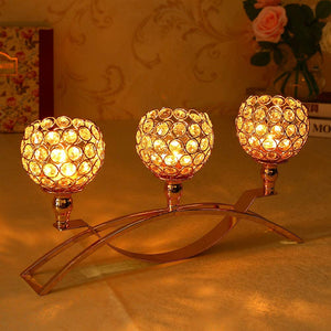 Gold Crystal Candle Holder (1 pc)