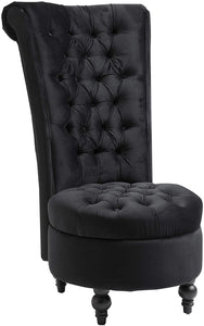 Retro High Back Armless Chair Living Room Furniture Upholstered Tufted Royal Accent Seat (Multiple Colors Available)