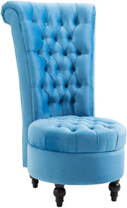 Retro High Back Armless Chair Living Room Furniture Upholstered Tufted Royal Accent Seat (Multiple Colors Available)