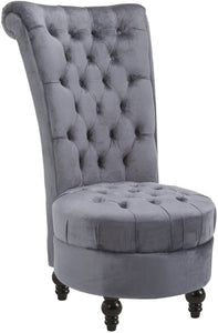 Retro High Back Armless Chair Living Room Furniture Upholstered Tufted Royal Accent Seat (Multiple Colors Available)