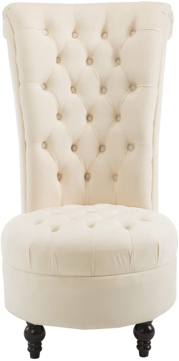 Retro High Back Armless Chair Living Room Furniture Upholstered Tufted Royal Accent Seat (Multiple Colors Available)