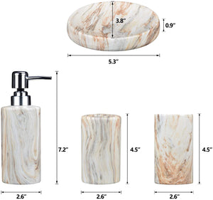 Ceramic Fimary Marble Bathroom Accessories Set (4Pcs)