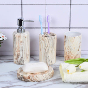 Ceramic Fimary Marble Bathroom Accessories Set (4Pcs)