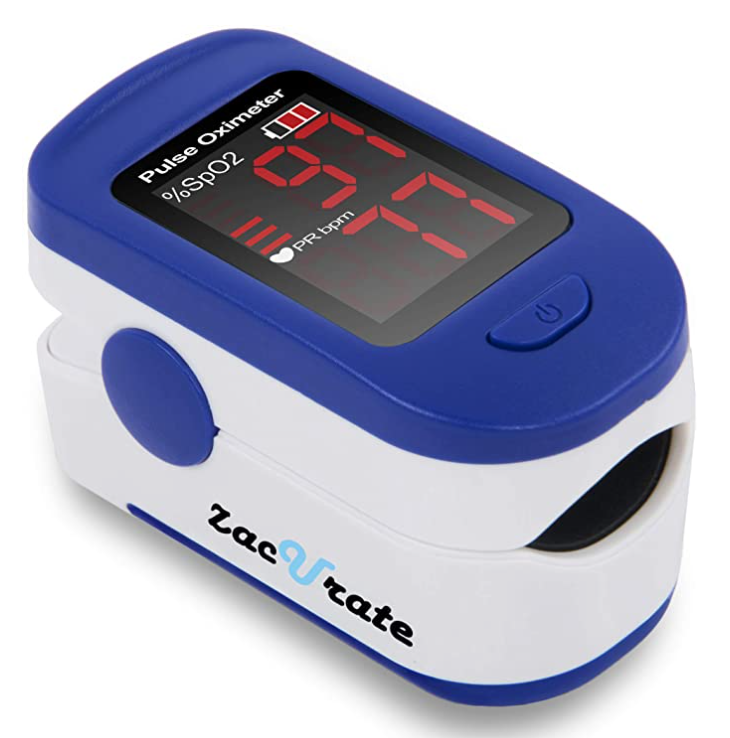 Fingertip Pulse Oximeter Blood Oxygen Saturation Monitor with Batteries and Lanyard Included