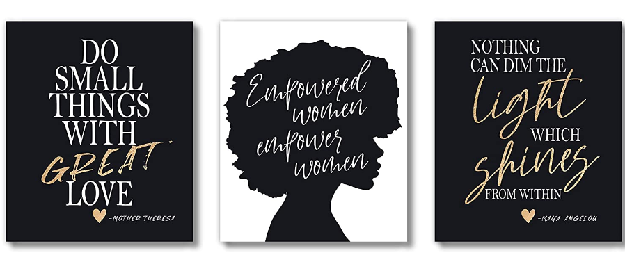 Black Woman Wall Decor Art Prints (UNFRAMED 8 x 10 Set of 3) Women Teen Girl Room Inspirational Posters - Home, Office, Bedroom, Dorm or Cubicle - Empowered Women