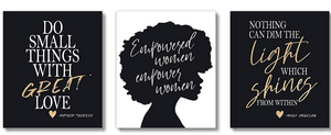 Black Woman Wall Decor Art Prints (UNFRAMED 8 x 10 Set of 3) Women Teen Girl Room Inspirational Posters - Home, Office, Bedroom, Dorm or Cubicle - Empowered Women