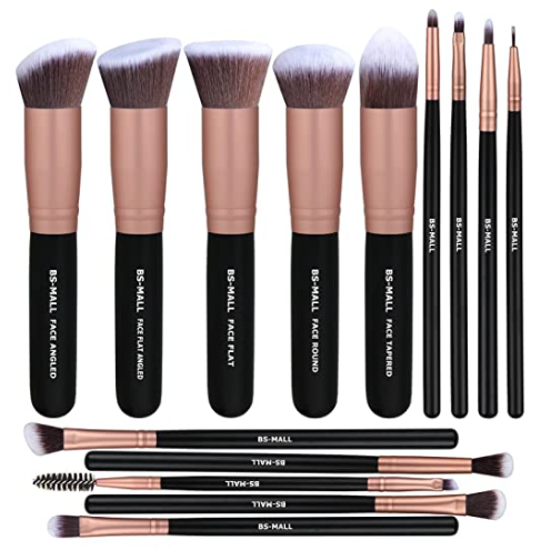 Makeup Brushes Premium Synthetic Foundation Powder Concealers Eye Shadows Makeup 14 Pcs Brush Set, Rose Golden, 1 Count