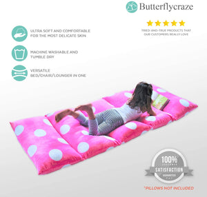 Girls' Premium Plush Fabric Floor Cushion - Perfect Reading and Watching TV Cushion (Pillows Not Included)