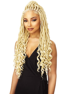 Kanekalon Fiber Cloud9 4"X4" Swiss Lace Parting Wig - GODDESS LOCS (1B [Off Black])