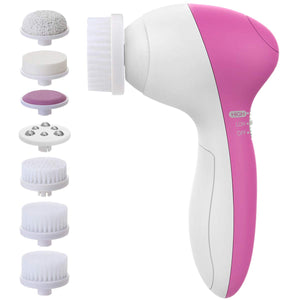 PIXNOR Facial Cleansing Brush [Newest 2020], Waterproof Face Spin Brush with 7 Brush Heads for Deep Cleansing (Pink)