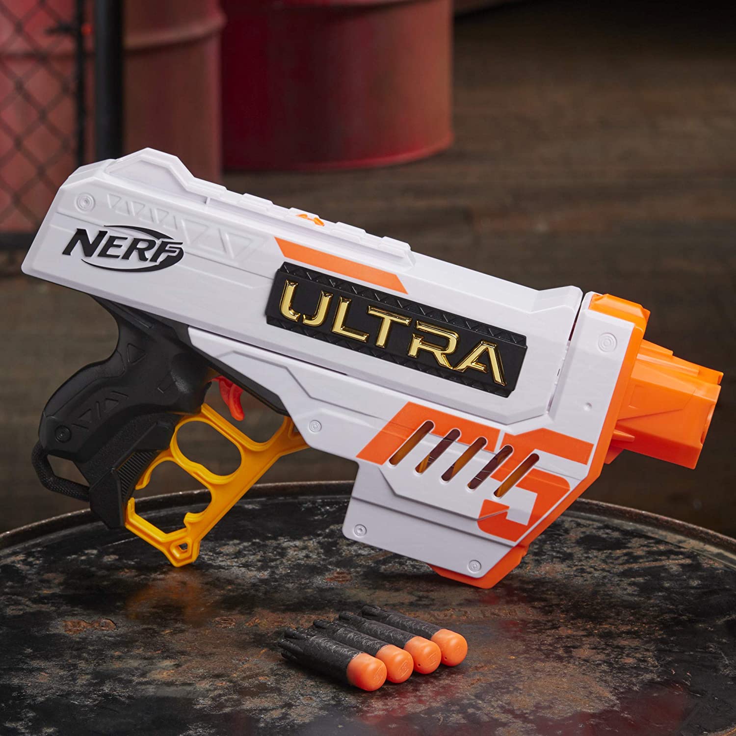 NERF Ultra Five Blaster -- 4-Dart Internal Clip, 4 Ultra Darts, Dart Storage -- Compatible Only Ultra Darts