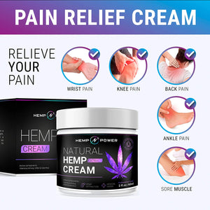 Natural Hemp Power Pain Relief Cream - Quickly Relieves Muscle, Joint Pain, Lower Back Pain, Knees, and Fingers - Inflammation - Hemp Extract Remedy - Hemp Oil with MSM - Arnica 2 fl oz