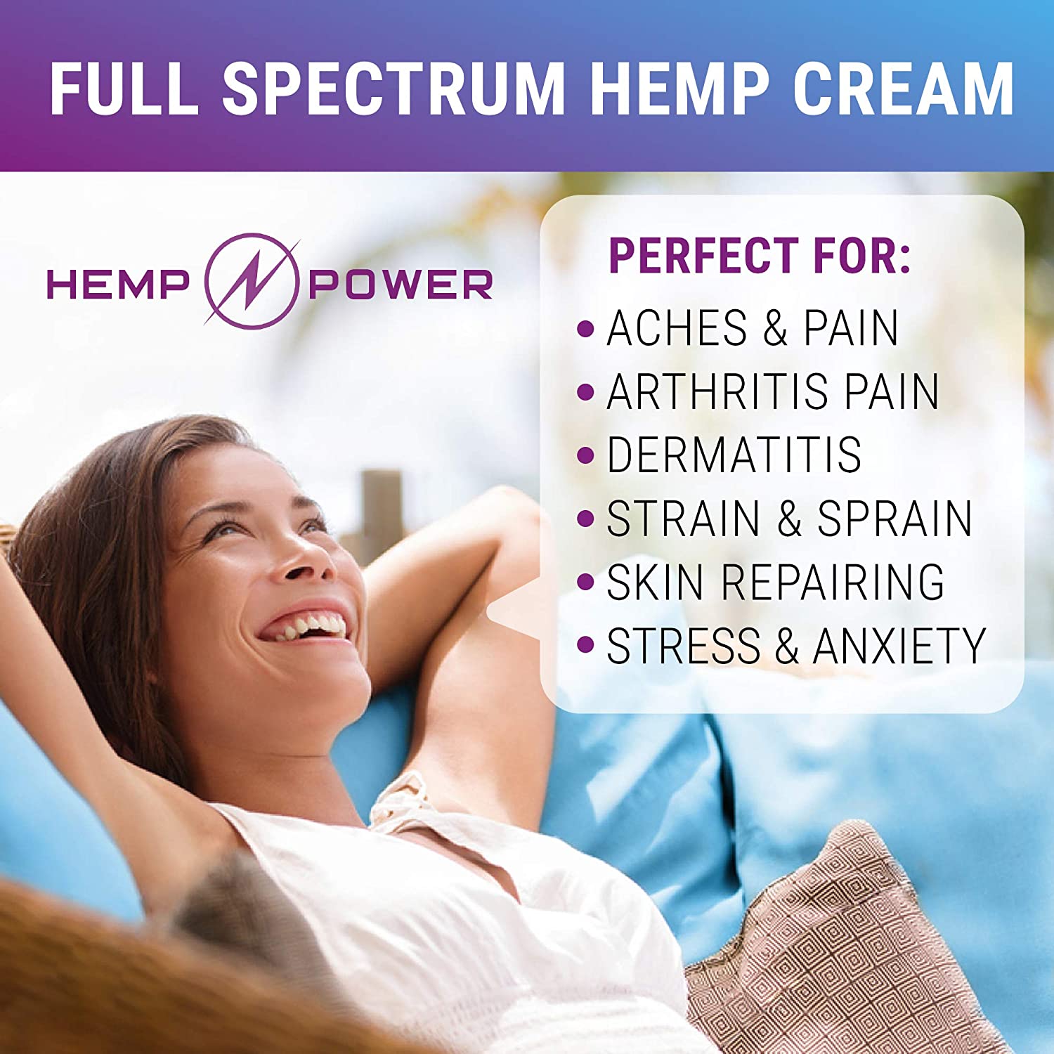 Natural Hemp Power Pain Relief Cream - Quickly Relieves Muscle, Joint Pain, Lower Back Pain, Knees, and Fingers - Inflammation - Hemp Extract Remedy - Hemp Oil with MSM - Arnica 2 fl oz