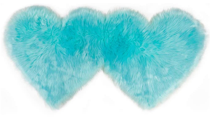 Set of 2 Heart Area Rugs, Soft Faux Sheepskin Fur Area Carpet Love Shaped Plush Rugs Mat for Home Living Room Bedroom Sofa Floor Mat, 4ft x 2ft