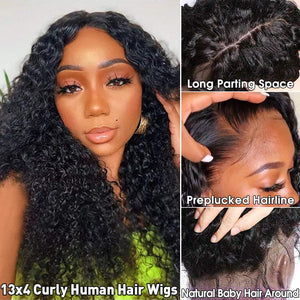 Lace Front Wigs Human Hair Pre Plucked Brazilian Kinky Curly Lace Frontal Wig with Baby Hair 9A Natural Hair Wig