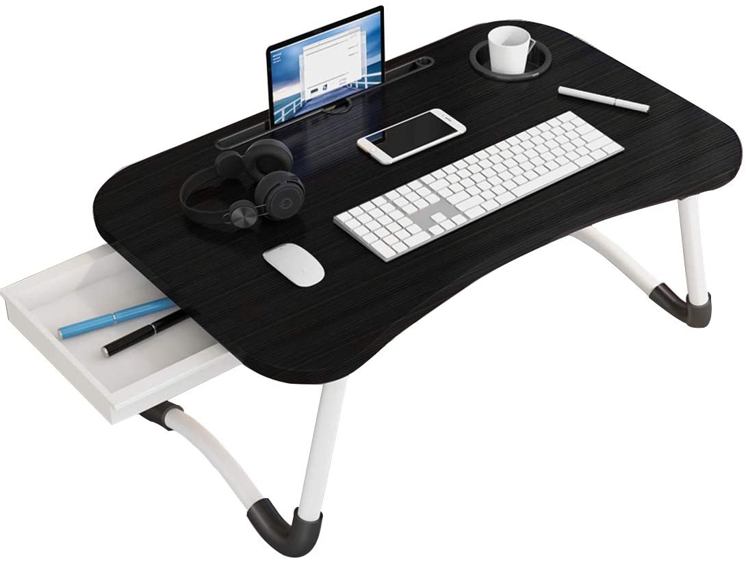 Foldable Laptop Desk -Asltoy Lap Desk with Drawer Laptop Table Adjustable, Laptop Bed Tray Table Notebook Desk Laptop Tray for Bed Portable Notebook Bed Tray Lap Tablet with Cup Holder