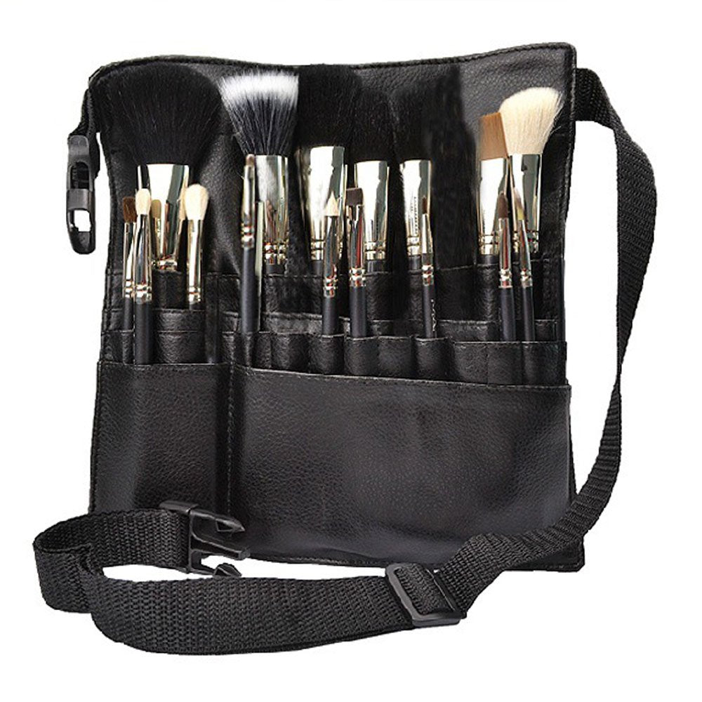 Professional Cosmetic Makeup Brush Bag with Artist Belt Strap (Brushes Not Included)