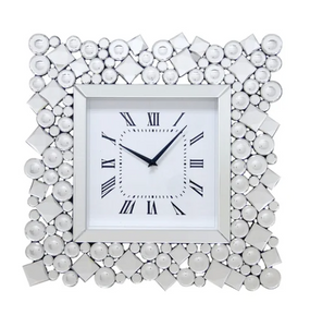 Silver Orchid Arvidson Contemporary Square Silver Wall Clock