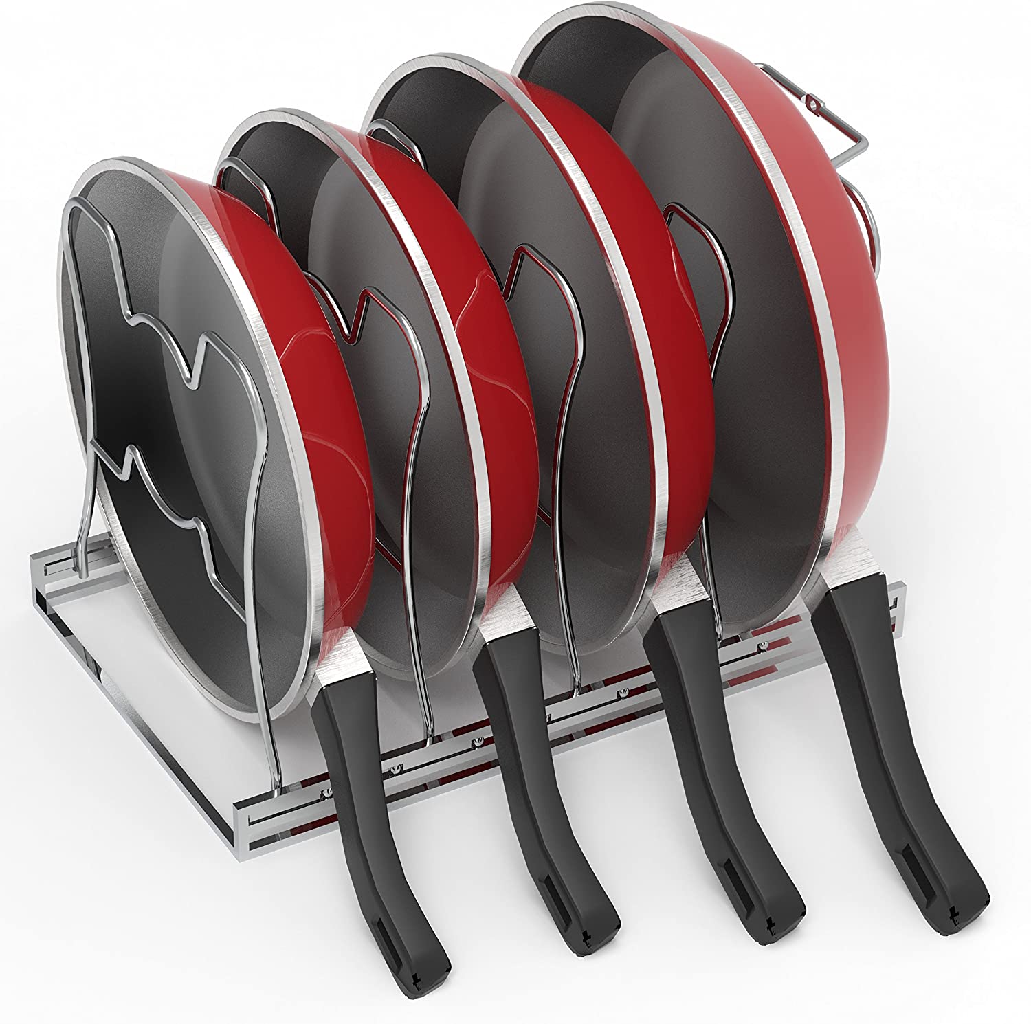 Adjustable 5 Slot Pot and Pan Organizer Rack Holder (Pots/Pans Not Included)