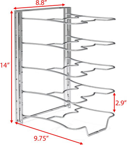 Adjustable 5 Slot Pot and Pan Organizer Rack Holder (Pots/Pans Not Included)