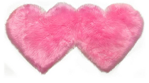 Set of 2 Heart Area Rugs, Soft Faux Sheepskin Fur Area Carpet Love Shaped Plush Rugs Mat for Home Living Room Bedroom Sofa Floor Mat, 4ft x 2ft