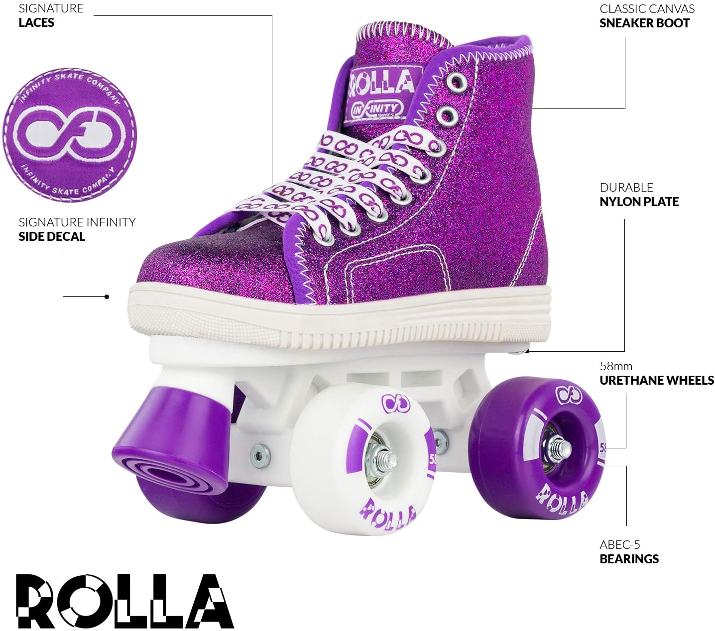 Glitter Bling Roller Skates (Purple)