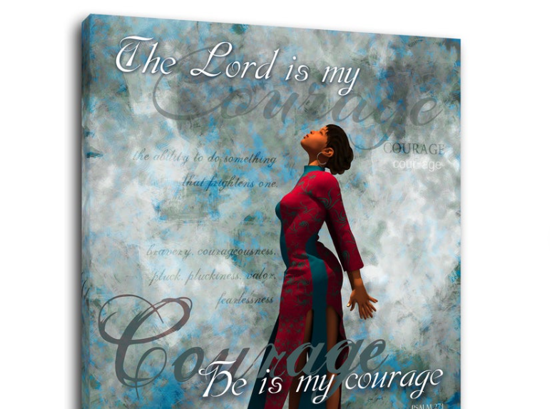 The Lord Is My Courage | African American Art Religious Christian Wall Art Black Art Canvas