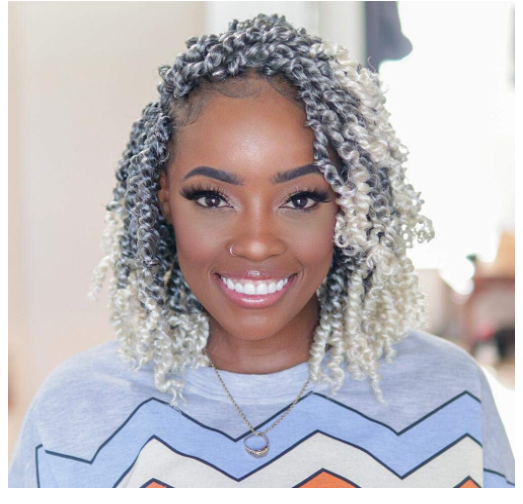 Toyotress Tiana Passion Twist Hair - 10 inch 8 Pcs Pre-twisted Crochet Braids Ombre gray to off-white, Synthetic Braiding Hair Extensions ( 10 Inch, Tgray/613 )