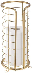 Decorative Metal Free Standing Toilet Paper Holder Stand with Storage for 3 Rolls of Toilet Tissue -