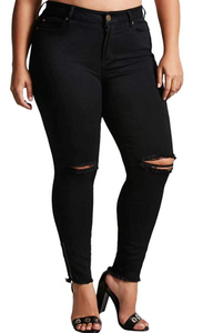 Womens plus size black distressed